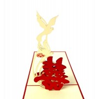 Handmade 3D pop up card Double Happiness Love Bird Oriental Wedding Card Wedding Gift Wedding Party Invitation Engagement Congratulations Marriage Proposal Valentine's Day.